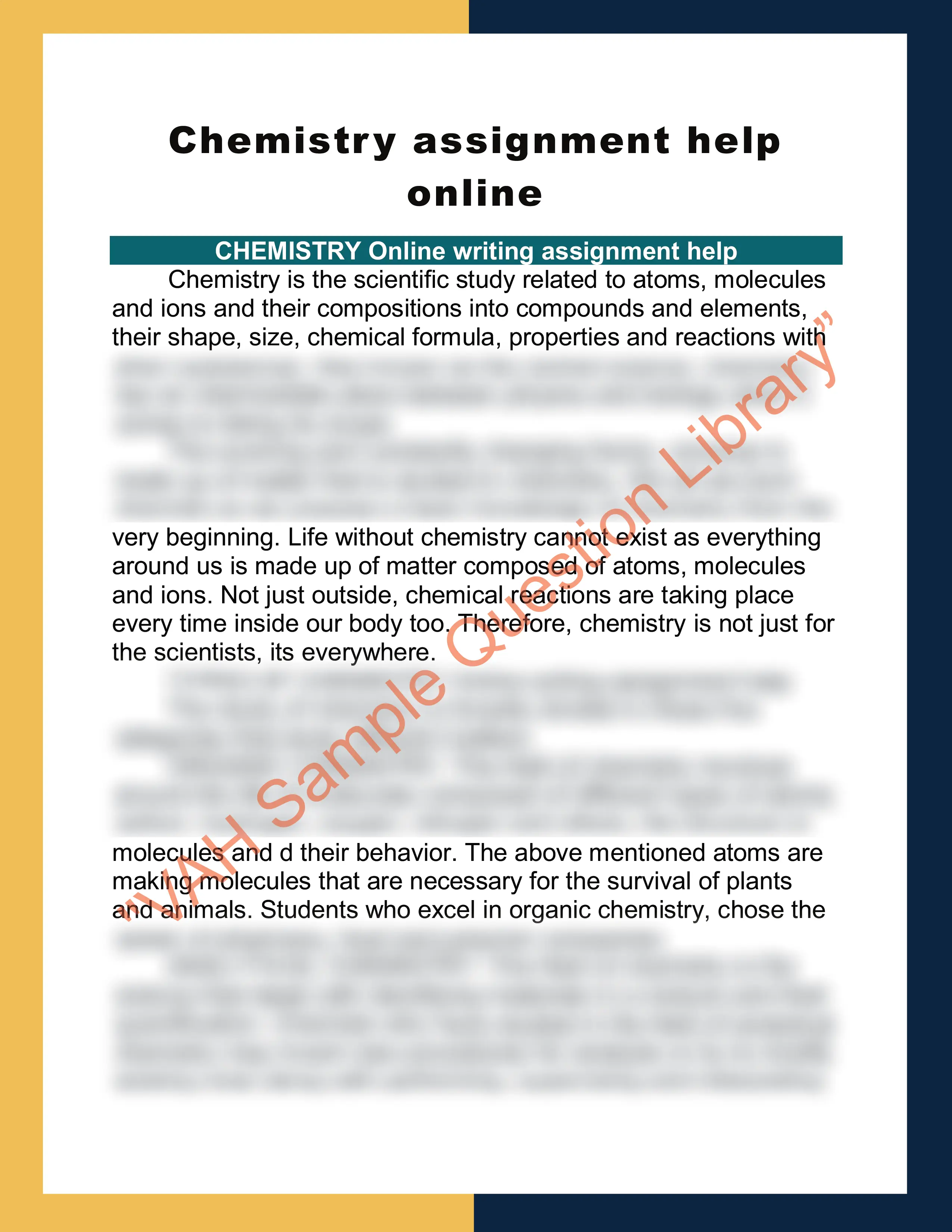 Chemistry assignment help online 0